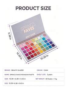 beauty glazed 45-Color Eyeshadow Palette, Rainbow Matte & Shimmer Eyeshadow Set, Bright Face Powder, Stage Makeup - Multicolor - View 10