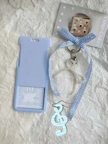 Card Holder With Mesh Ribbon, Faux Pearl Pendant And Treble Clef Charm, Sweet Style ID Badge Holder, Exquisite Pendant, Transparent Acrylic Hard Card Sleeve, Detachable And Erasable Sliding Cover, Student Campus Card/Meal Card Protector, Card Holder With ID Window And Card Slot, Suitable For Students And Office Workers, Transparent Window Design For Campus Card, Student ID, Employee Badge, Bus/Subway Card And Work Badge, Comes With Detachable DIY Keychain Pendant, Fashion Accessory (Card Paper Not Included), Back To School Season, Teacher's Day - Multicolor - View 6