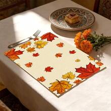 1pc/4pcs/6pcs/8pcs, Autumn, Fallen Leaves Pattern Suitable For Dining Table, Breakfast Mat, Coffee Bar, All-Season Decoration, Washable Table Mat, Room Decor, Kitchen Dining Table Mat, Indoor/Outdoor Party Decor, Home Decor, Ideal Gift - Multicolor - View 6