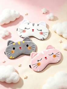 Travel Cat Pattern Blackout Eye Mask Set With Earplugs, Comfortable Cartoon Cat Sleep Mask Set, Suitable For Napping, Long-Haul Flights, Deep Sleep, Business Trips, Travel Essentials, Back To School - Multicolor - View 4