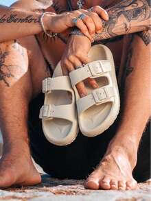 Sandalia Chinelo Birken Conforto Masculino  Verão Praia Tendencia - Off white - Visão 2