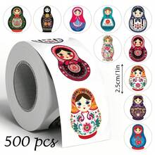 500 قطعة ملصقات كرتونية دمية ماتريوشكا روسية بتصميم خربشة، دائرية بحجم 1 بوصة، 10 أنماط، للأظرف والمجلات وأغطية الهواتف وزجاجات المياه وأجهزة الكمبيوتر والخوذات ودفاتر القص والزينة اليدوية وتغليف هدايا حفلات العطلات، ملصقات إغلاق ذاتية اللصق من مادة PVC - متعدد الألوان - مشاهدة 7