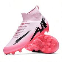 Men's Soccer Shoes New FG/TF Wear-Resistant Breathable PU Leather Artificial Turf Training & Match Football Shoes - Pink - View 6