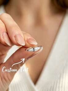 Custom Name Personalized Engraved Ring, Stainless Steel Oval Promise Ring Jewelry - Multicolor - View 5