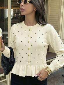 Women's New Autumn/Winter Ruffle Trim Knit Cardigan, Suitable For Office Commute, Formal Business Occasions, Social Gatherings And Casual Daily Wear - Multicolor - View 7