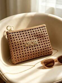 Dior Women's Makeup Bag Handbag Holiday Gift Gold Christmas Makeup Bag High Quality Portable With Handle Makeup Bag Gift - Gold - View 3