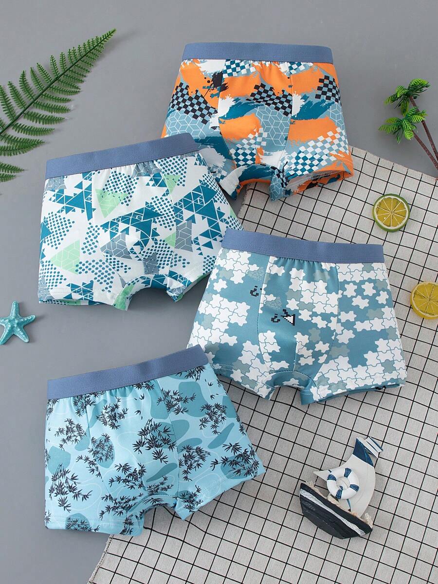 Tween Boy 4-Pack Mid-Waist Boxer Briefs, Fits Ages 8-12 - Multicolor - View 1