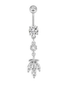 Belly Button Ring Dangle Hypoallergenic Stainless Steel Belly Rings For Women CZ Pearl Heart Butterfly Bow Flower Navel Piercing Jewelry Navel Ring - Butterfly - View 7