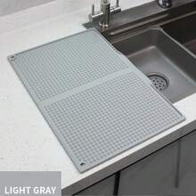 1pc Extra Large Kitchen Splash Guard Drying Mat - Heat Resistant 446°F/230°C, Non-Slip Countertop Mat With Drainage Holes, Suitable For Sink, Stove, Countertop Drying - Easy To Clean, Dishwasher , Space-Saving Design - Multicolor - View 11