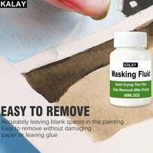 KALAY 60ml Blue/White Watercolor Masking Fluid, Liquid Masking For Watercolor Painting With Silicone Pen And Brush, Quick Dry Peelable Art Tool For Painting, Modeling, - Concealer - View 4
