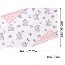 1pc Double Layer Baby Blanket, Bean Fleece Tactile Blanket, Stroller Blanket, Cute Animal Print, Bath Gift - Multicolor - View 6