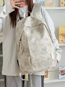 Dedoo Zipper Letter Embroidery Large Capacity Student Backpack, Simple Campus Style School Bag, Suitable For School And University Campus - Beige - View 8