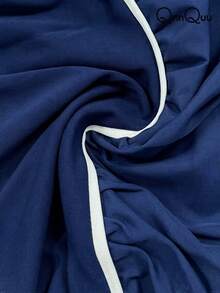 QnnQuu Women's Elegant Sleeveless Square Neck Maxi Dress, Fashion A-Line Woven Fabric Backless Design, Medium Stretch Party Summer - Navy Blue - View 7