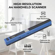 Portable Scanner For A4 Documents, Photos, Images, Receipts, JPG/PDF, 300/600/900dpi Resolution - Blue - View 5