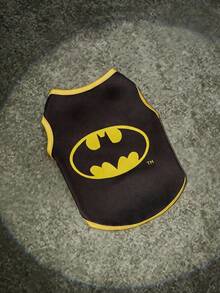 Batman X PETSIN 1pc Superhero Style Printed Pet Vest, Soft, Breathable, Unconstrained, Black And Yellow Contrasting Pet Clothes - Multicolor - View 6