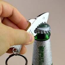 1pc Personalized Design Metal Shark Bottle Opener Keychain, Creative Beer Bottle Opener Small Gift - Multicolor - View 2