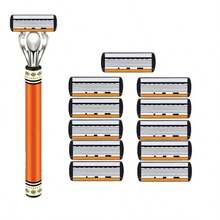 Men's Manual Shaving Kit - Ultra-Sharp 6-Blade, Replaceable Razor Head, Ergonomic Handle Design, Perfect Gift For Father's Day And Birthday, Reusable With Replacement Blades, Essential For Precise And Smooth Shaving (Gift Box Not Included), Halloween, Christmas - Multi-color - View 14