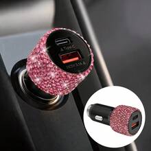 1件裝雙USB車用充電器，亮面手工水鑽水晶鑽石人造車飾，5V快充適配器，通用Android/手機，適合男女的完美節日/生日禮物 - 彩色 - 查看 56
