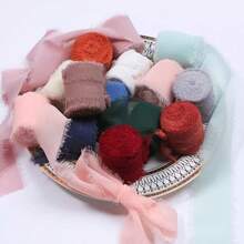 Random 3 Rolls - Handmade Edged Chiffon Ribbon, Suitable For Wedding Invitations, Mother's Day, Bridal Bouquets, Gift Wrapping, DIY Crafts, Rustic Wedding Invitations, Bows, Wreaths, Christmas Decorations, Home Decor, Wedding Parties And Valentine's Day Gift Wrapping - Multicolor - View 10
