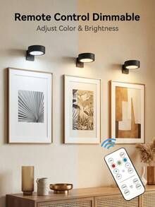 1/3/6pcs Wireless Metal Wall Mounted Art LED Picture Light, Wall Lamp, String Light, Lighting Fixture, Night Light, Reading Light, Magnetic Wall Light, Suitable For Hallway, Bedroom Decor, Living Room, Party Decor, Home Decor, Room Decor, Christmas Decor - Tricolor Light - View 9