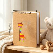 1pc Colorful Hollow Cowhide Paper Photo Album, Decorated With Giraffe, Whale, Eiffel Tower Patterns. Inner Pages Are Insertable White Pages, Can Hold 100 Large Size Laminated Photos (Size 10.16*15.24cm) - Multicolor - View 2