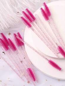 25pcs Disposable Eyelash Extension Brush Makeup Brush Mascara Wands Applicator Spoolers Eyelashe - Mauve Purple - View 2