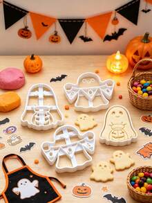 Halloween Ghost Pumpkin BOO Banner Cookie Stamp, White Embossing Cutter Mold, DIY Fondant Biscuit Baking Tool - Multicolor - View 10