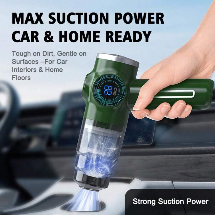 SMEGGEMS FRESHJUICE Wireless Handheld Vacuum Cleaner, 2-In-1 Blow & Suction Function, Type-C Charging, HEPA Washable Filter, Suitable For Car/Home/Office/Pet Hair, Lithium-Ion Battery, 2000mAh - Cordless - View 1