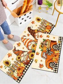 1/2pcs Autumn Thanksgiving Gnome Pumpkin Pattern Doormat, Outdoor Welcome Mat, Carpet, Autumn Floor Mat, Thanksgiving Front Door Mat - Multicolor - View 6
