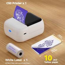 ORICO Mini Wireless Tattoo Template Printer, A Compact Thermal Tattoo Printer Designed For Small Tattoos, Suitable For Tattoo Artists And Beginners. It Can Be Used To Print Tattoos And Labels, And Includes 10/60/110 Sheets Of Tattoo Transfer Paper. - Black and White - View 13