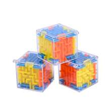 1 buah Aksesori Saku Lucu Kreatif, Ornamen Meja untuk Latihan Fokus di Kantor, Hadiah Unik Labirin Kubus Mini, Dekorasi Meja Portabel untuk Relaksasi Harian, Hadiah Liburan Jalur Manik-Manik 3D Berwarna-warni, Dekorasi Meja Labirin Kubus Transparan - multi warna acak - View 9
