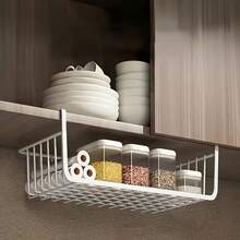 2pcs Under Cabinet Hanging Storage Rack With Multi-Layer Hooks And Reinforced Frame, Space-Saving Organizer For Plates, Cups, Kitchen Utensils, Pantry, Dual-Use Cabinet And Desktop Organizer - Multicolor - View 6