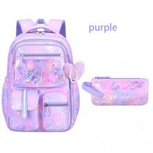 1 Set Dreamy Gradient Quicksand Large Capacity Girls Backpack Set With Pencil Case And Lunch Bag, Back To School Essentials - Sets - View 12