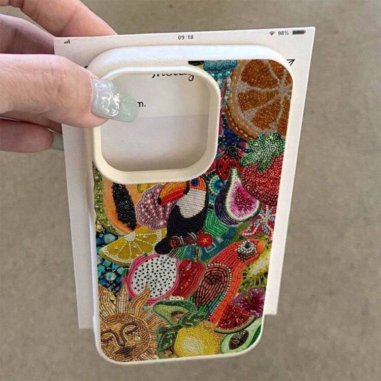 Evil Eye Beaded Pattern Printed Transparent Phone Case, Fruit Floral Lucky Charm Pattern Printed Anti-Drop Protective Cover Compatible With IPhone 13/11/17/17pro, Compatible With Samsung Galaxy/A54/A14/A12/A13 Waterproof Anti-Drop Anti-Scratch Durable Summer Gift Party - Multicolor - View 2