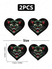 Vintage Black Cat Heart Nipple Pasties, Self Adhesive Breast Covers For Women, Halloween Party, Clubwear, Festival Outfit Accessorie - Multicolor - View 8