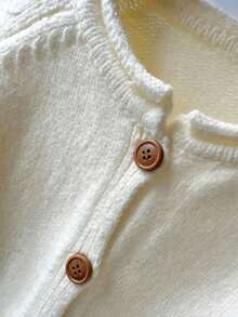 Women's New Autumn Button Lantern Sleeve Knit Cardigan Loose Sweater For Outdoor And Date Wear - White - View 3