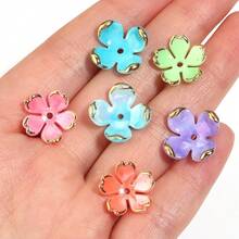 100pcs Acrylic Gold Foil Edge Gradient Petal Flower Spacer, Vintage 4-Petal Flower Bead Cap, DIY Hair Stick Headpiece Pendant Accessory For Jewelry Making - Flower Holder - View 3