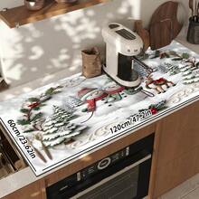 1pc Absorbent Drying Mat For Tableware, Coffee Machine Mat, Christmas Style Absorbent Pad, Holiday Scene Decor Mat, Christmas Snowman And Reindeer Pattern Table Mat, Suitable For Kitchen, Dining Table, Living Room, Party, Soft Absorbent Surface Protection, Fun Christmas Atmosphere Absorbent Mat, Multi-Purpose Drainage Mat, Home Gift, Tabletop Decoration - XYLSD-843 - View 12