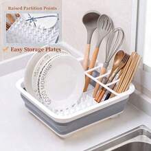 1pc Collapsible Dish Drying Rack,Foldable Kitchen Sink Drain Basket Space Saving Tableware Storage Organizer For Home RV Camping Travel Trailer Motorhome Kitchen Essentials. - Multicolor - View 4