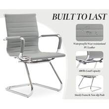 WAHSON OFFICE CHAIRS 8PCS PU Leather Office Chair Metal Frame Conference Chair For Meeting Room/Reception Area - 灰色八把 - 查看 6