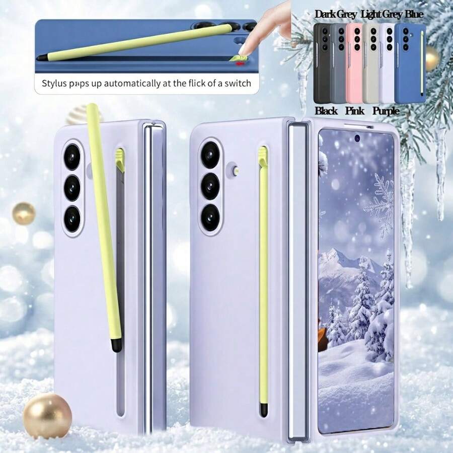 1pc Hadaasi Multi-Color Full Coverage Flip Protective Case, With Pop-Out Stylus Slot And Pop-Out Storage Compartment, Comes With Matching Stylus, Matte Fine Skin-Friendly Frosted Texture, Scratch-Resistant, Fingerprint-Resistant, Shock-Resistant, Compatible With Samsung Galaxy Z Fold 8/Z Fold 8 Ultra/Z Fold 7/Z Fold 6/Z Fold6-Slim/W25/Z Fold 5/Z Fold 4/Z Fold 3 And Compatible With IPhone Ultra