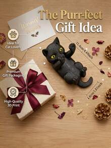 1pc Black Cat Phone Holder (Lying Position), Cute Cat Design, Suitable As Decorative Accessory For Office, Bedroom And Dining Table, Exquisite Ornament, Perfect Gift For Friends - Multiple Styles - View 8