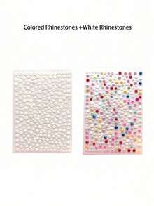 Approx. 335pcs Rhinestone & Pearl Hair Accessories, Rhinestone Stickers, Self-Adhesive Stickers, Diamond Decorations, Pearl Hair Accessories - Multicolor - View 8