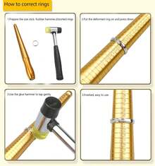 Expansor de anillos profesional, martillo para anillos con de dedal, instrumento de medición de anillos, medidor de dedos, herramienta de joyería para bricolaje, herramienta de medició - martillo de goma - Ver 3