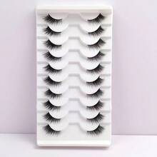 10 Pairs Half Lash Black Band False Eyelashes, Light Western Style Realistic Mixed Cat Eye Full Strip Half Lash, Durable & Easy To Apply, For Daily & Casual Eye Makeup - View 8