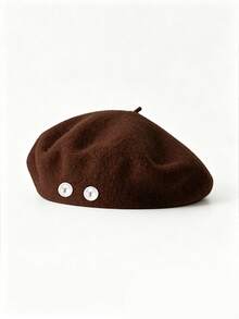 1pc Detachable Pearl Beret Hat For Women, Autumn/Winter Korean Style Lady Pumpkin Beret, Japanese Casual Wool Warm Hat - Multicolor - View 18