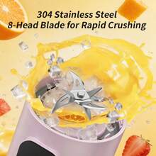 Portable Juice Cup, Multi-Function Large Capacity Fruit & Vegetable Blender Cup, Milkshake Cup, Fresh Blending Anytime Anywhere! Easy To Clean, Multiple Colors Available. Battery Capacity: 1500mAh - Multicolor - View 6