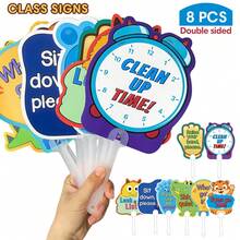 Lachilly 8pcs Classroom Rules Handle Signs, Cute Cartoon Portable Boards, Kindergarten Preschool Behavior Rules Educational Interactive Signs, Teacher Classroom Activity Supplies - Multicolor - View 13