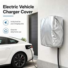 1pc Electric Vehicle Charging Station Cover - Black/Silver, Heavy Duty 300D Oxford Fabric, Drawstring Bottom Design, Suitable For Tesla Charger Base, EV Charger Plug, Flo EV Charger (Cover Only) - Multicolor - View 7