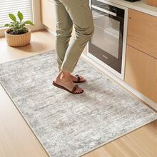 Alfombra de pasillo antideslizante para dormitorio, alfombra lavable con reverso de goma - Alfombra suave de pelo corto para cocina, lavandería, baño (61 x 244 cm, beige/marfil) - Granate - Ver 5